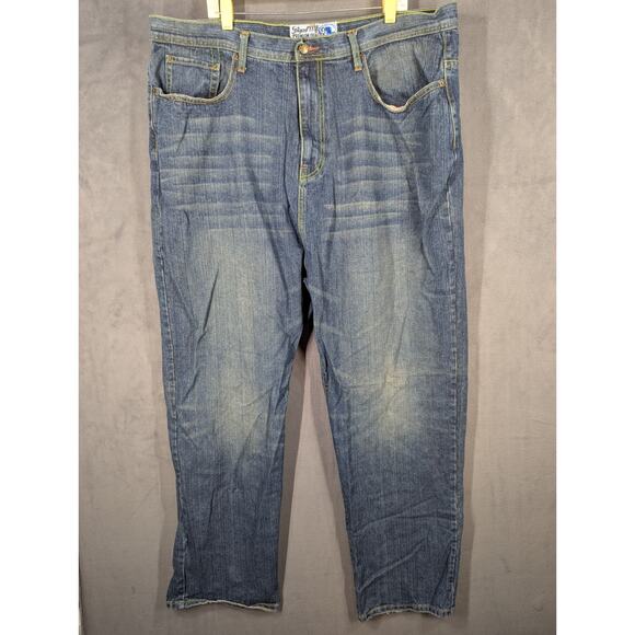 VTG Gilyard Mfg Co Jeans Men 42 x 32.5 Blue Heavy Ounce Y2K Hip Hop Embroidered - Picture 2 of 14